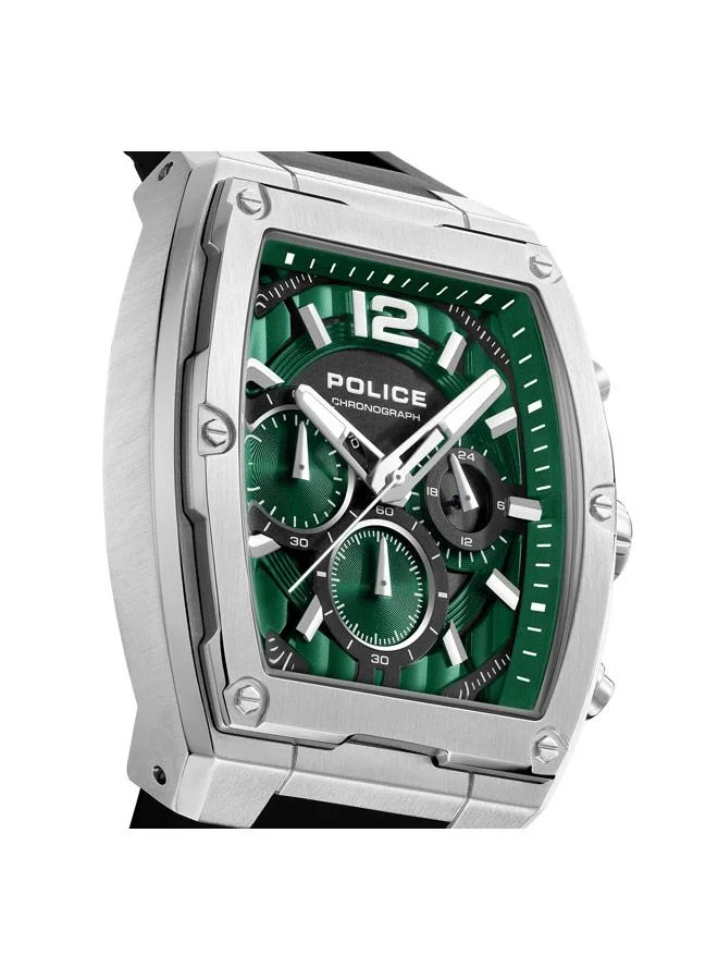 Police Green Men's Creed Green Dial Silicone Strap Chronograph Watch for Men, 42mm for Men | Best Price UAE